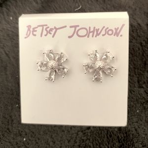 Betsy Johnson earrings silver and rhinestones